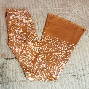 Free People Discharge Bali Flare 5 Pocket Jeans Camel White Size 27